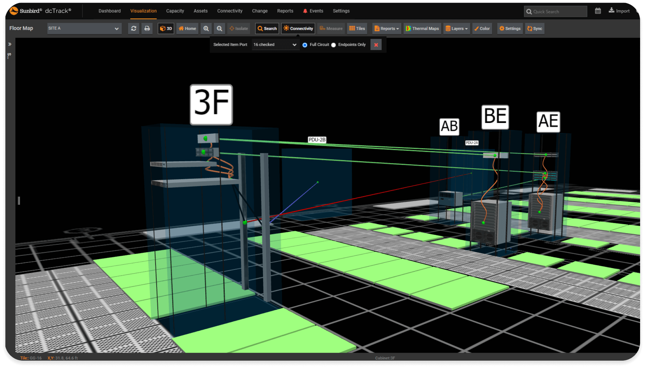Tüm güç ve veri devrelerinin 3D görselleştirmesi, sıçrama sıçrama